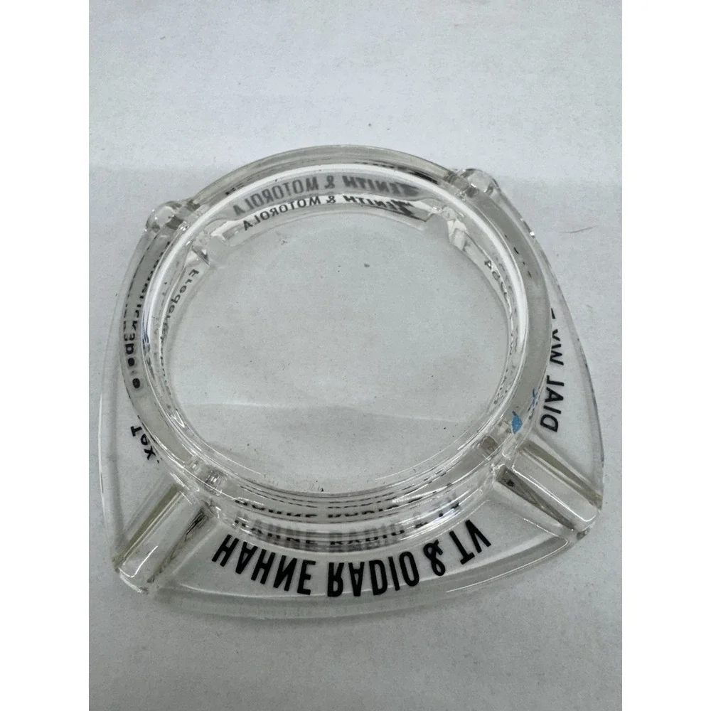 Zenith Motorola Clear Advertising Ash Tray  Fredricksburg Texas tobacciana‎